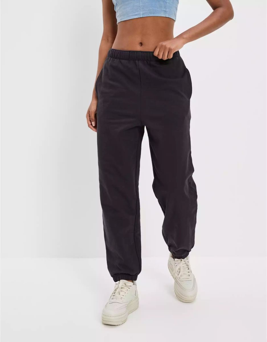 Pantalon Jogging American Eagle AE Fleece Baggy Noir Femme | JQO-20874238